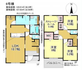 三郷市鷹野、新築一戸建ての間取り画像です