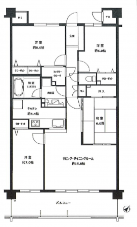 吉川市きよみ野、マンションの間取り画像です