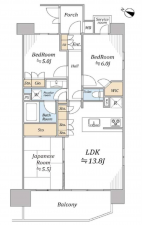 吉川市大字保、マンションの間取り画像です