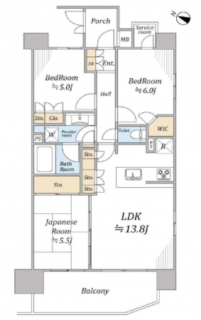 吉川市大字保、マンションの間取り画像です
