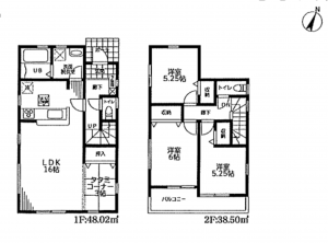 三郷市彦糸、新築一戸建ての間取り画像です