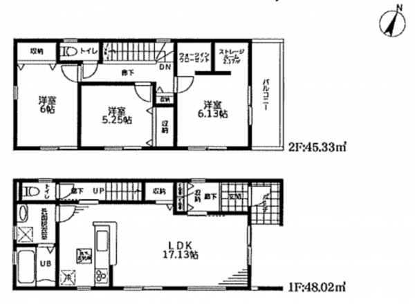 三郷市彦糸、新築一戸建ての間取り画像です