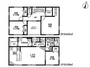 三郷市彦糸、新築一戸建ての間取り画像です