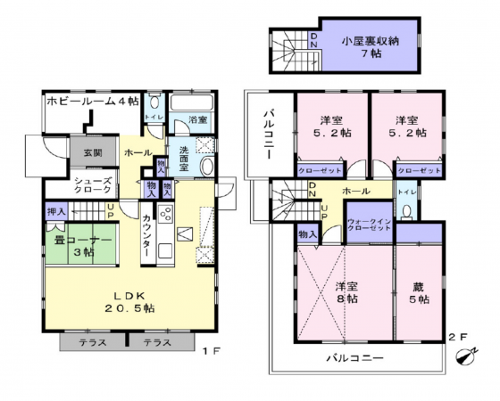 吉川市美南、中古一戸建ての間取り画像です