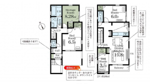 三郷市戸ケ崎、新築一戸建ての間取り画像です