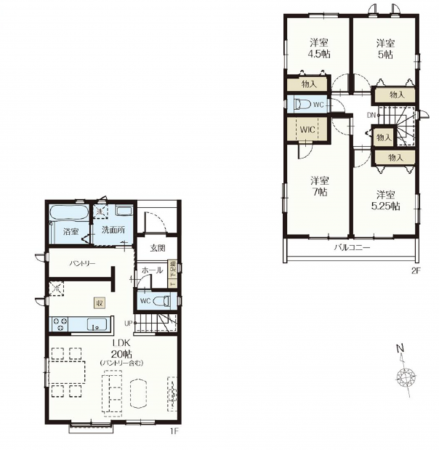 三郷市戸ケ崎、新築一戸建ての間取り画像です