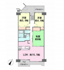 三郷市さつき平、マンションの間取り画像です