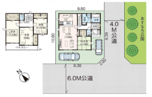 三郷市早稲田、新築一戸建ての間取り画像です
