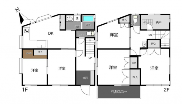 吉川市大字須賀、中古一戸建ての間取り画像です