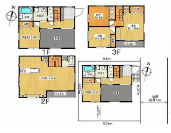 三郷市寄巻、新築一戸建ての間取り画像です
