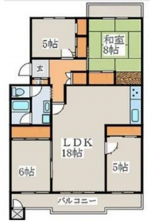 三郷市早稲田、マンションの間取り画像です
