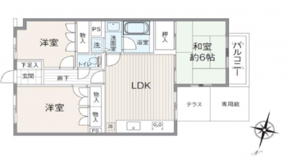 三郷市高州、マンションの間取り画像です