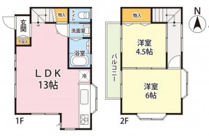 吉川市栄町、中古一戸建ての間取り画像です