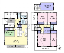 吉川市美南、中古一戸建ての間取り画像です