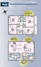 三郷市早稲田、新築一戸建ての間取り画像です