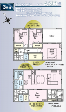 三郷市早稲田、新築一戸建ての間取り画像です