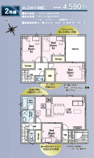 三郷市早稲田、新築一戸建ての間取り画像です