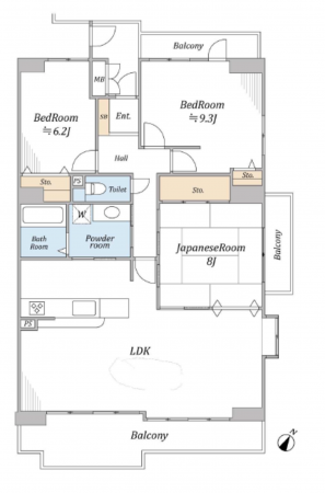 三郷市さつき平、マンションの間取り画像です