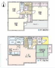 三郷市彦野、中古一戸建ての間取り画像です