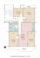 三郷市早稲田、マンションの間取り画像です