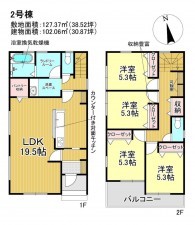 三郷市早稲田、新築一戸建ての間取り画像です