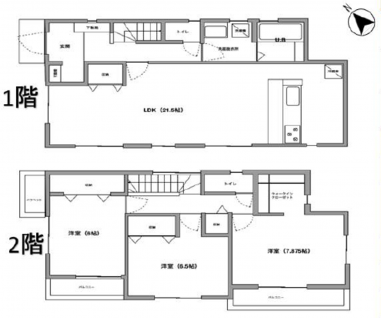 三郷市幸房、中古一戸建ての間取り画像です