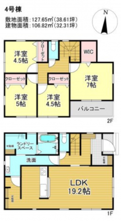 三郷市彦糸、新築一戸建ての間取り画像です