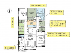 三郷市東町、新築一戸建ての間取り画像です