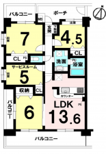 吉川市大字保、マンションの間取り画像です