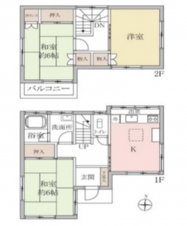 三郷市彦音、中古一戸建ての間取り画像です