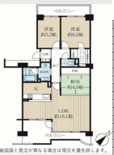 三郷市さつき平、マンションの間取り画像です