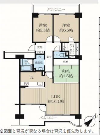 三郷市さつき平、マンションの間取り画像です