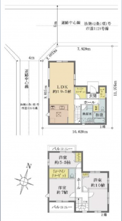 三郷市上彦名、新築一戸建ての間取り画像です