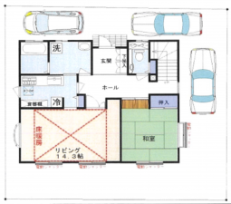 吉川市新栄、中古一戸建ての間取り画像です