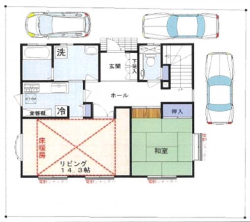 吉川市新栄、中古一戸建ての間取り画像です