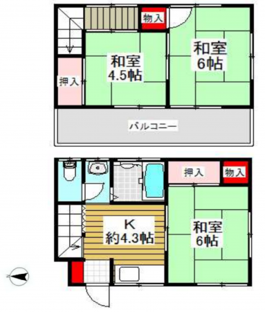 吉川市大字保、中古一戸建ての間取り画像です