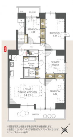 三郷市さつき平、マンションの間取り画像です