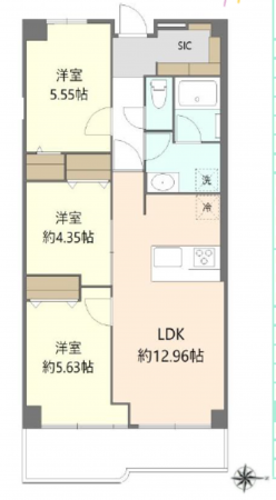 三郷市三郷、マンションの間取り画像です
