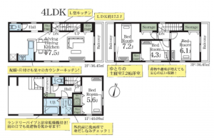 三郷市戸ケ崎、新築一戸建ての間取り画像です