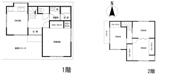 三郷市寄巻、中古一戸建ての間取り画像です