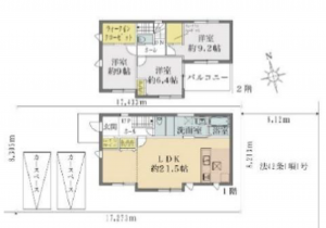 三郷市高州、新築一戸建ての間取り画像です