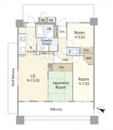吉川市大字保、マンションの間取り画像です