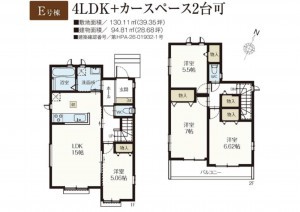 吉川市中曽根、新築一戸建ての間取り画像です