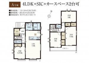 吉川市中曽根、新築一戸建ての間取り画像です