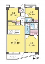 吉川市木売、マンションの間取り画像です