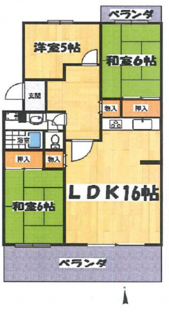 三郷市早稲田、マンションの間取り画像です