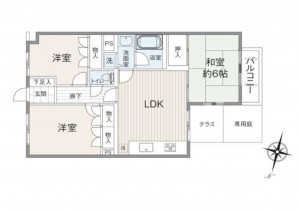 三郷市高州、マンションの間取り画像です