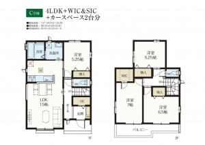 吉川市中曽根、新築一戸建ての間取り画像です