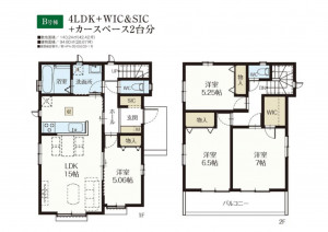 吉川市中曽根、新築一戸建ての間取り画像です