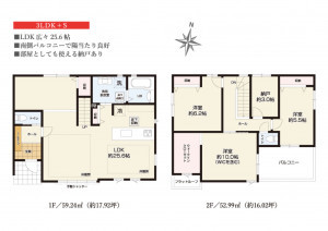 吉川市新栄、新築一戸建ての間取り画像です